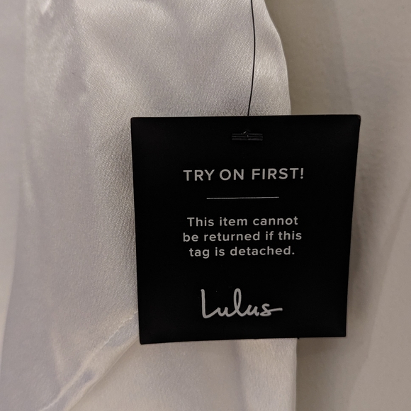 Lulu's White Satin Off-the-Shoulder Tulip Mini Dress - Picture 2 of 3